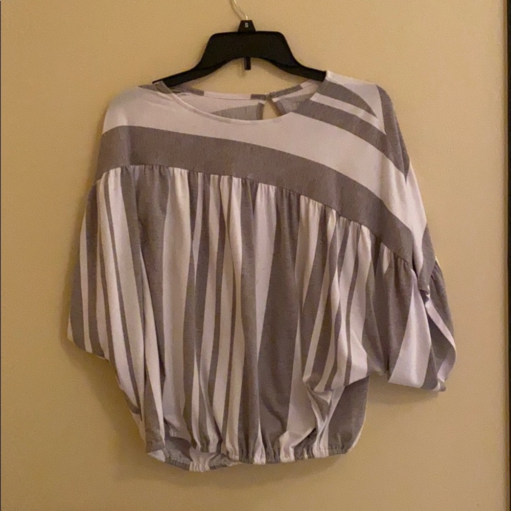 Grey an white striped top